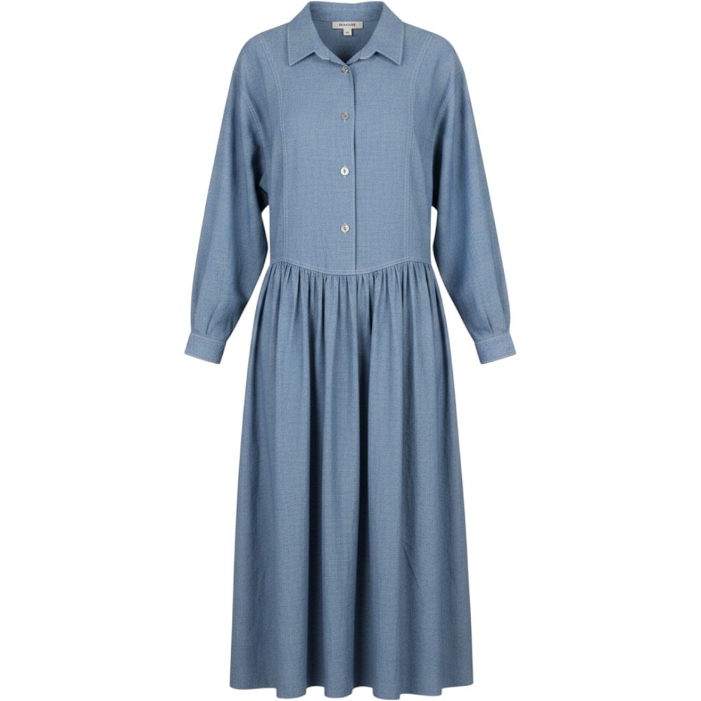 Vintage‎ Vistas De Santa Fe Prairie Wear Drop Waist Chambray Maxi Dress 16 USA